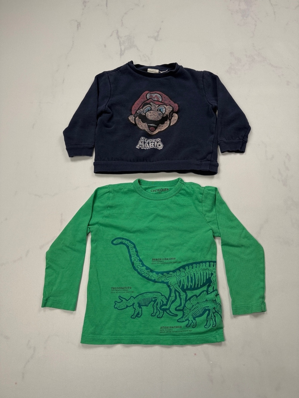 Super Mario & Crewcuts Mario Sweatshirt Tshirt Streetwear Bundle of 2 - Boys 2/3